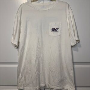 Vineyard Vines Graphic Whale Pocket T-Shirt White Cotton Men’s XL